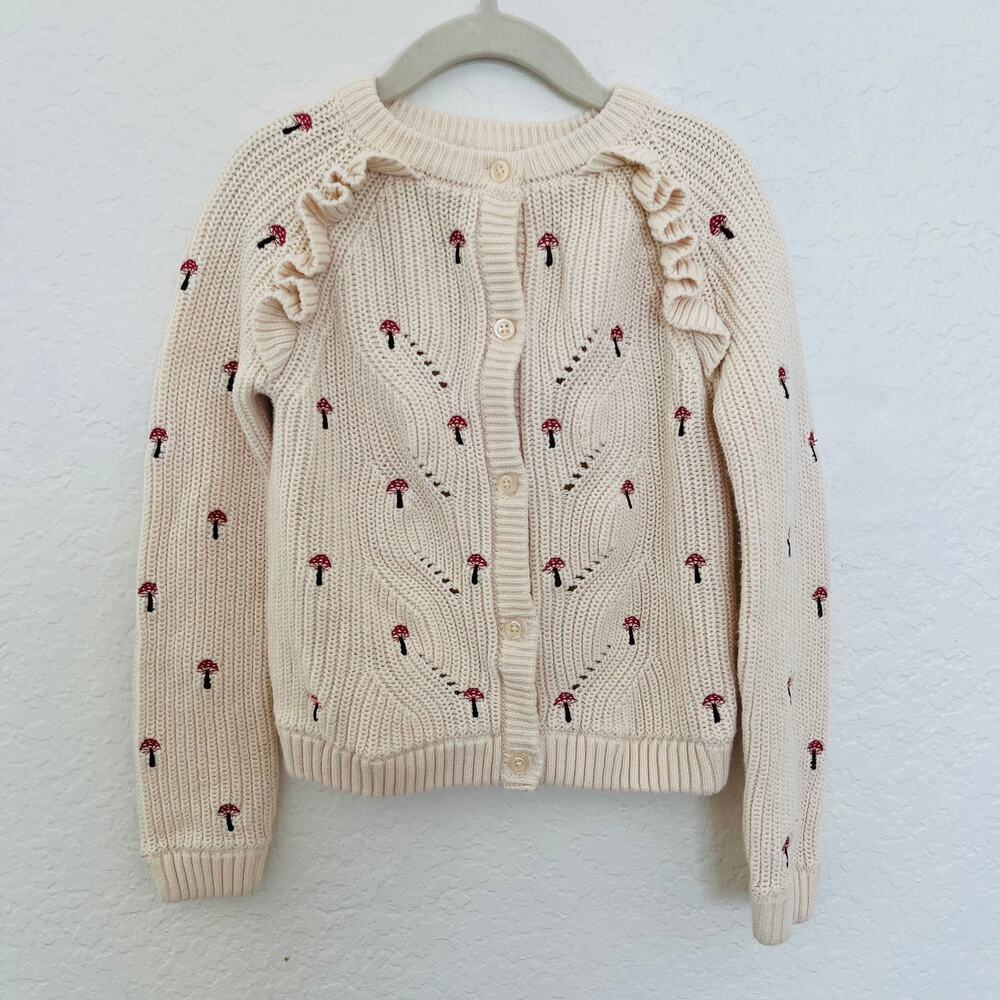 Gymboree Girls Mushroom Ruffle Cottagecore Cardigan